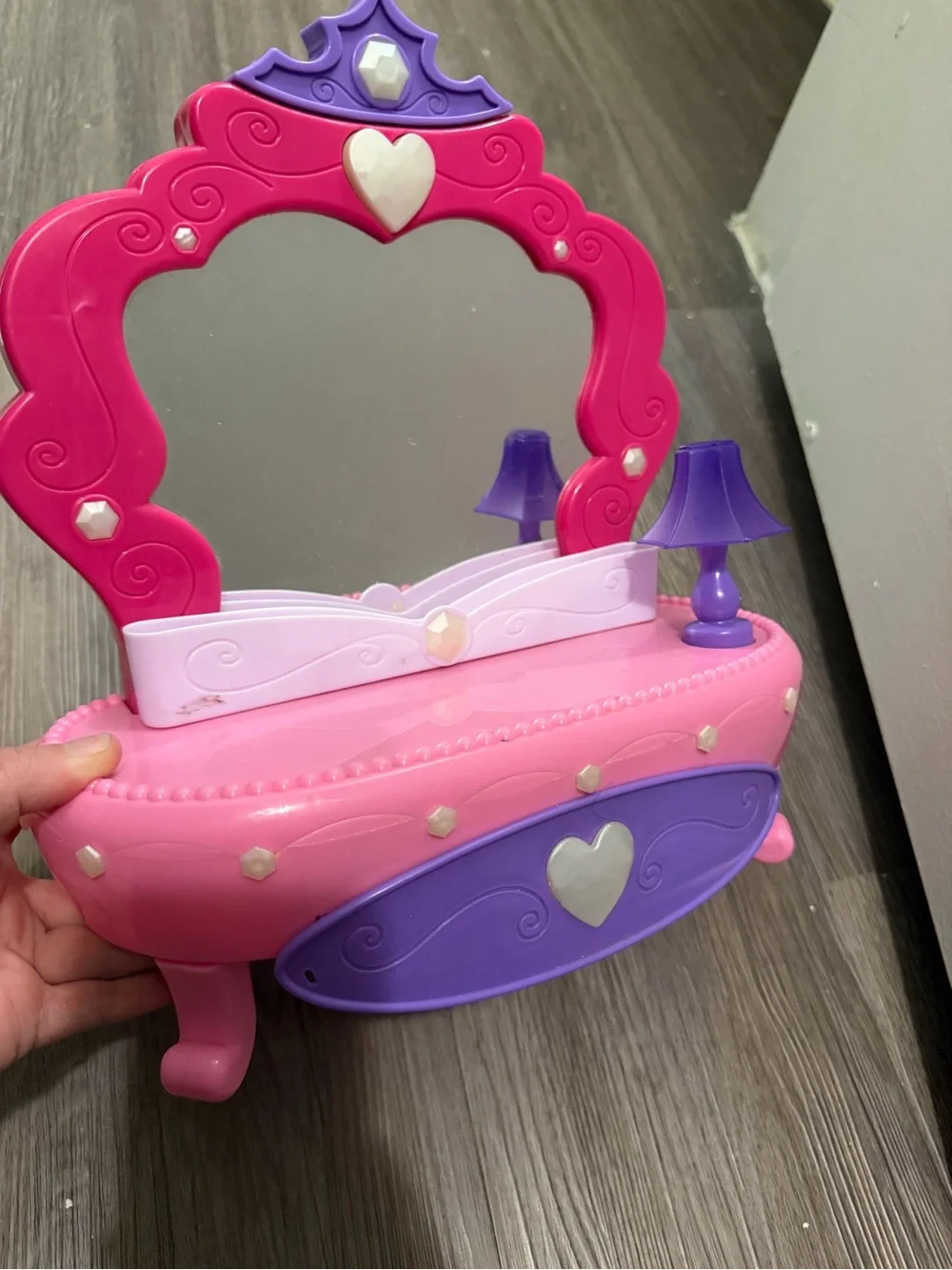 Light Up Pink & Purple Princess Vanity Playset - Kids Makeup Mirror
